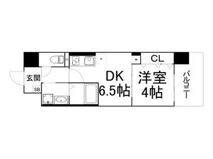 エグゼ大阪CITYオースティン(1DK/12階)の間取り写真