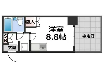 CLASS HILLS難波南(ワンルーム/1階)の間取り写真