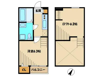 CERISIER 相模が丘(1K/1階)の間取り写真