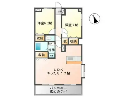 サンタプレイス高砂I(2LDK/2階)の間取り写真