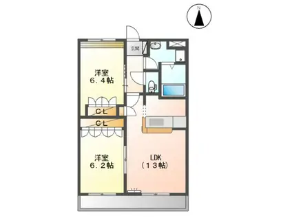 フリーダム07(2LDK/2階)の間取り写真