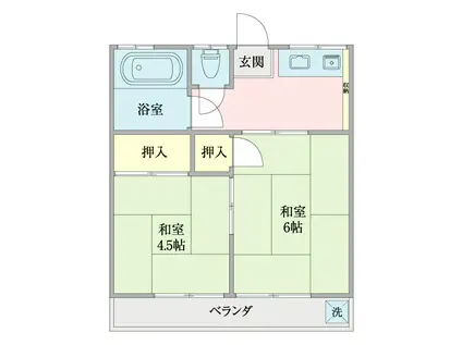 川上ハウス(2K/3階)の間取り写真