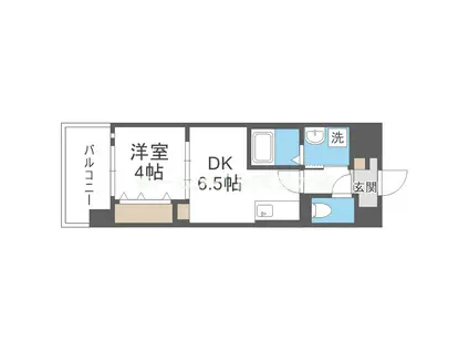 エグゼ大阪CITYオースティン(1DK/2階)の間取り写真