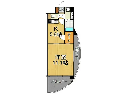 グレース門戸荘Ⅱ(1DK/3階)の間取り写真