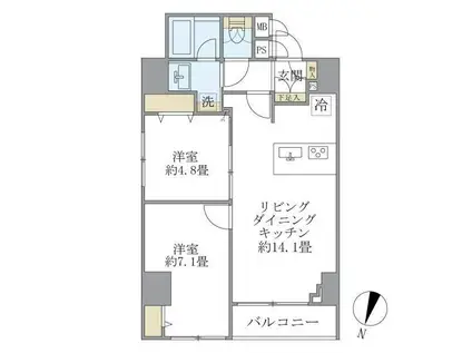 エレミ本蓮沼(2LDK/9階)の間取り写真