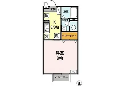 ニードルス(1K/1階)の間取り写真