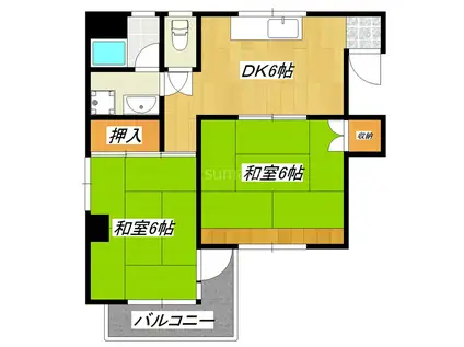 東十条藤巻ビル(2DK/2階)の間取り写真