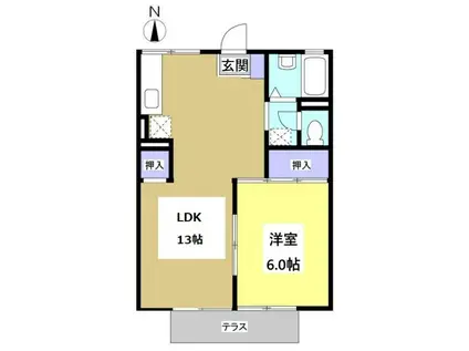 セジュール本町(1LDK/2階)の間取り写真