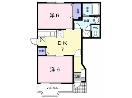 グロースベルクB(2DK/1階)の間取り写真