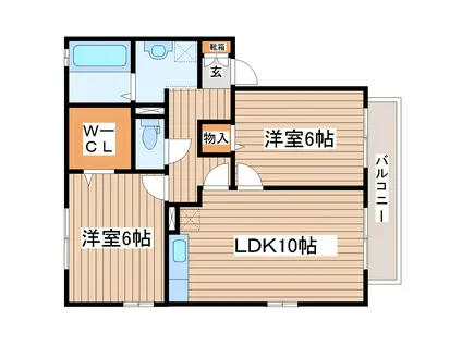 リビングタウン将監B棟(2LDK/1階)の間取り写真