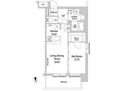 WORLD RESIDENCE 大手町(1LDK/6階)の間取り写真