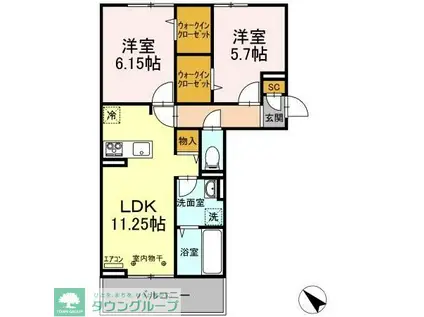 AALII I(2LDK/3階)の間取り写真