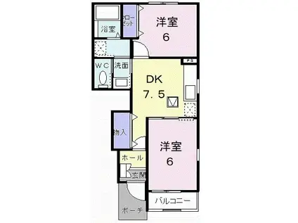 リッチモンドE(2DK/1階)の間取り写真