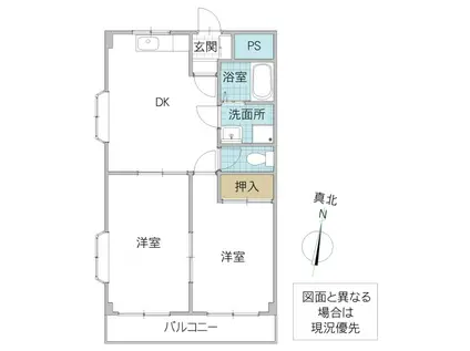 Fコート東千葉(2DK/2階)の間取り写真