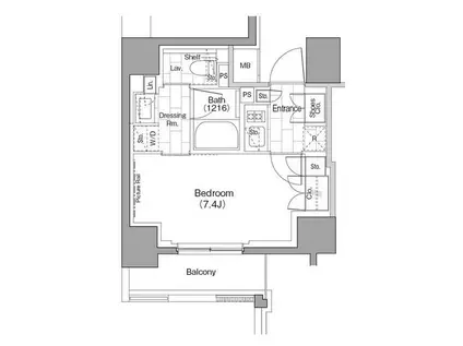 ザ・パークハビオ浅草駒形(1K/5階)の間取り写真