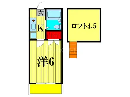 パルーム栗山NO.1(1K/2階)の間取り写真