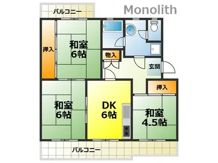 光明台36号棟(3DK/1階)の間取り写真