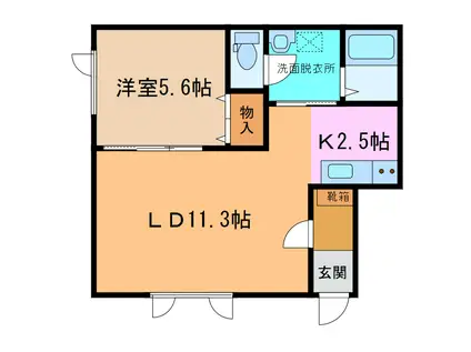 アイーレI(1LDK/2階)の間取り写真