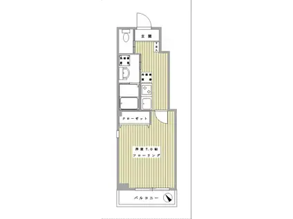 プリムール宮川町(1K/2階)の間取り写真