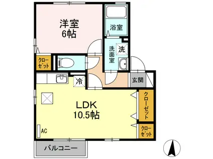 SMILEYSMILEA棟(1LDK/1階)の間取り写真