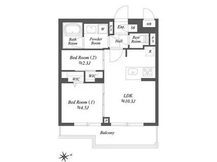 ブランシエスタ用賀(2LDK/3階)の間取り写真