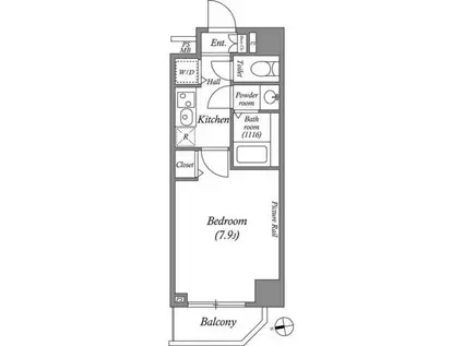 ルクレ上北沢ルネサンスコート(1K/5階)の間取り写真