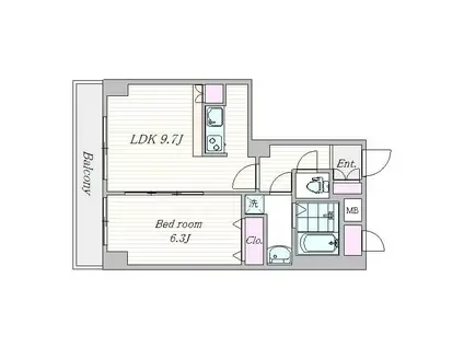 グランド・ガーラ日本橋茅場町(1LDK/5階)の間取り写真