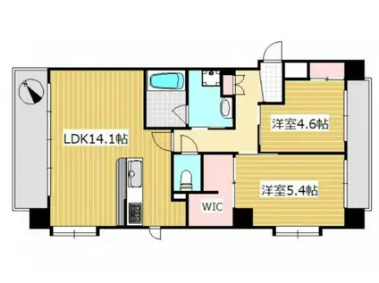 ラ・フルール博多駅南(2LDK/2階)の間取り写真