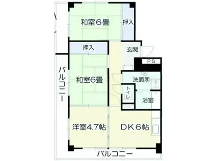 ツインヒルズA館(3DK/4階)の間取り写真