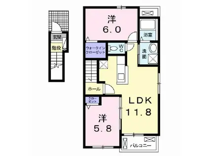 プレジール II(2LDK/2階)の間取り写真