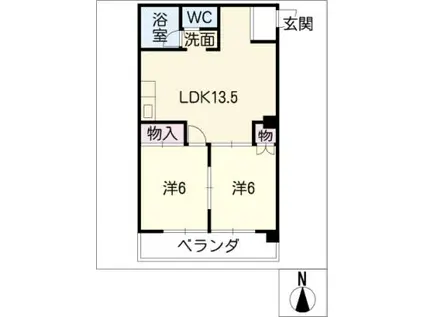 小川第2ビル(2LDK/2階)の間取り写真
