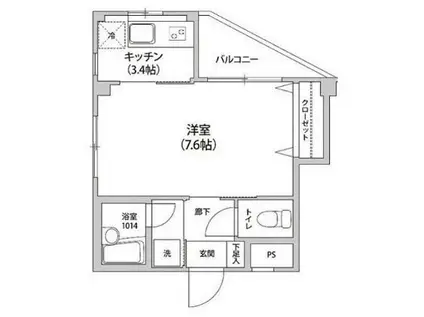 アルモニカ伊勢(1K/3階)の間取り写真