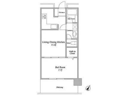 プラザタワー勝どき(1LDK/14階)の間取り写真