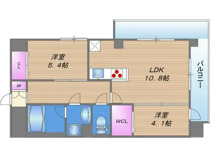 シャルマン藤田(2LDK/5階)の間取り写真