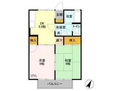 エステート根岸台(2DK/2階)の間取り写真