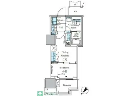 HARUMI FLAG PORT VILLAGE B棟(1DK/8階)の間取り写真