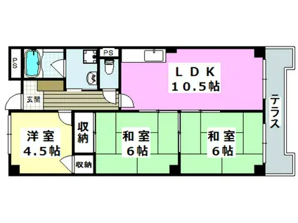 シャトーモンシェール(3LDK/4階)の間取り写真