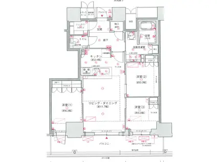 ジオタワー大阪十三(3LDK/35階)の間取り写真