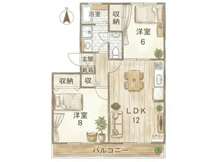 クレセント中仙道(2LDK/1階)の間取り写真