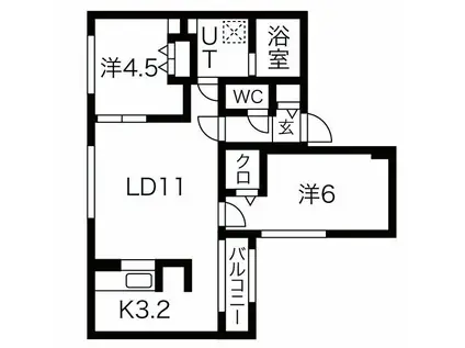 ブランシャールNOA豊平(2LDK/3階)の間取り写真