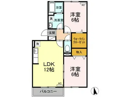 シャルマン A(2LDK/3階)の間取り写真
