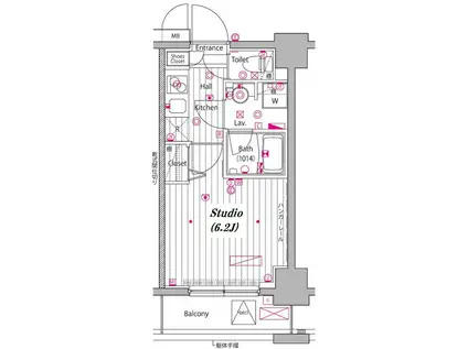 グランドガーラ白金高輪(1K/7階)の間取り写真
