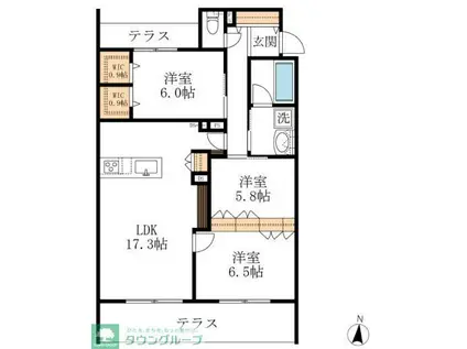 アイグレイス白壁(2LDK/1階)の間取り写真