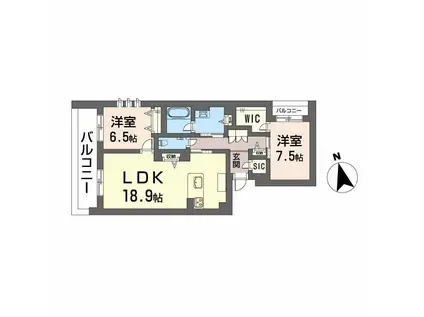 ワイエア平尾浄水(2LDK/2階)の間取り写真