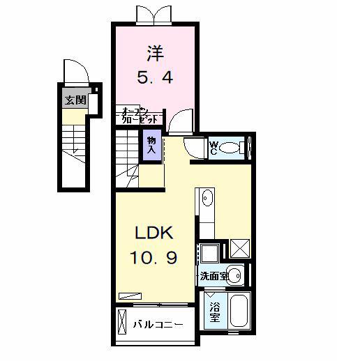 アリビエ I(1LDK/2階)の間取り写真