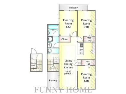 グラース玉川台NORD(3LDK/2階)の間取り写真