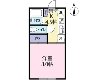 光コーポ(1K/2階)の間取り写真