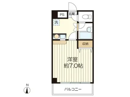 ステイツ向ヶ丘(1K/2階)の間取り写真