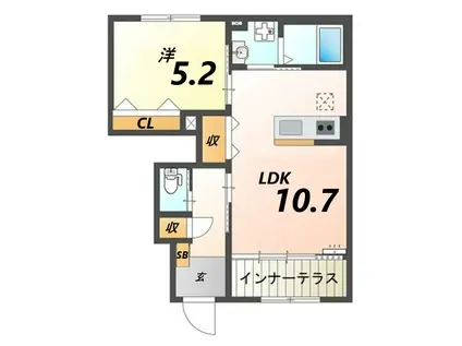 龍野町アパート(1LDK/1階)の間取り写真
