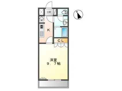 エスプリド伎倍(1K/1階)の間取り写真